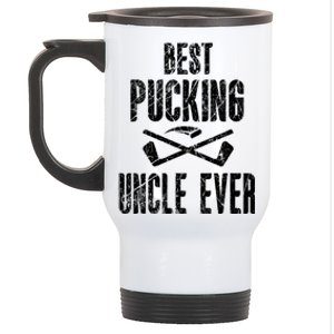 Hockey Uncle Best Pucking Uncle Ever Hockey Fan Gift Stainless Steel Travel Mug