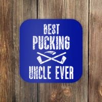 Hockey Uncle Best Pucking Uncle Ever Hockey Fan Cute Gift Coaster