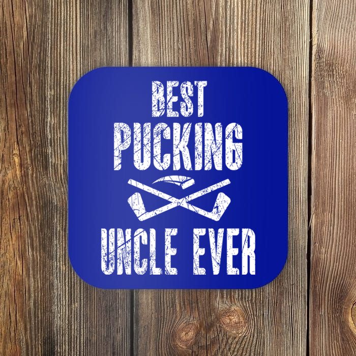 Hockey Uncle Best Pucking Uncle Ever Hockey Fan Cute Gift Coaster