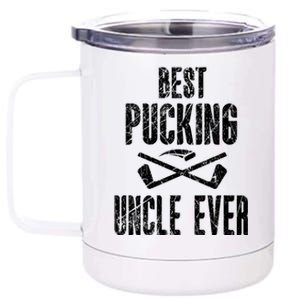 Hockey Uncle Best Pucking Uncle Ever Hockey Fan Cute Gift 12 oz Stainless Steel Tumbler Cup