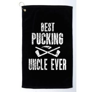 Hockey Uncle Best Pucking Uncle Ever Hockey Fan Cool Gift Platinum Collection Golf Towel