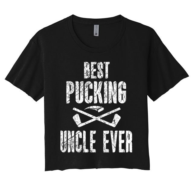 Hockey Uncle Best Pucking Uncle Ever Hockey Fan Cool Gift Crop Top