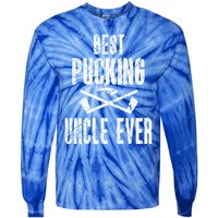 Hockey Uncle Best Pucking Uncle Ever Hockey Fan Cool Gift Tie-Dye Long Sleeve Shirt