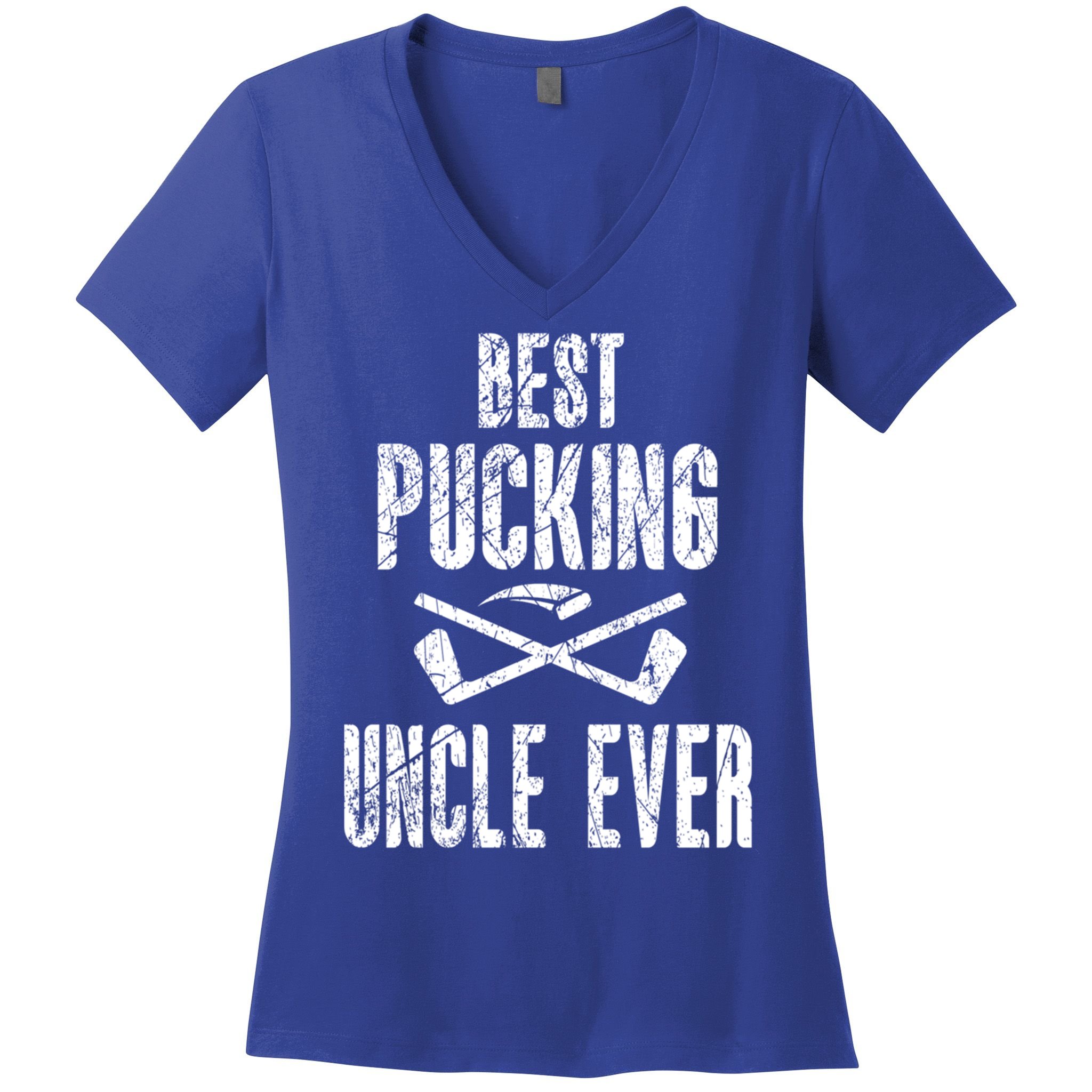 Hockey Uncle Best Pucking Uncle Ever Hockey Fan Cool Gift Women's V-Neck T-Shirt