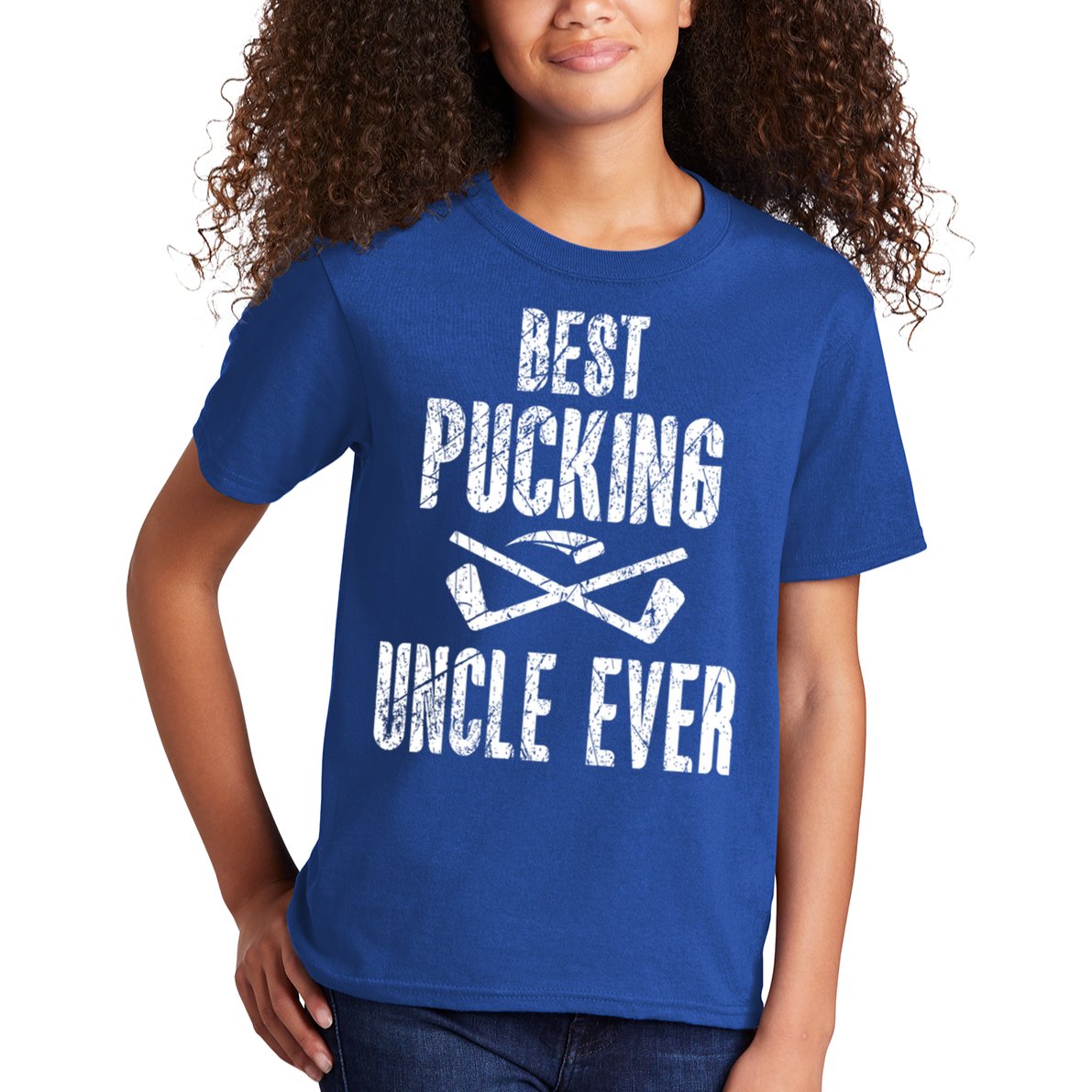 Hockey Uncle Best Pucking Uncle Ever Hockey Fan Cool Gift Kids T-Shirt