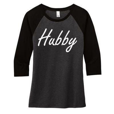 Hubby Funny Couples Women's Tri-Blend 3/4-Sleeve Raglan Shirt