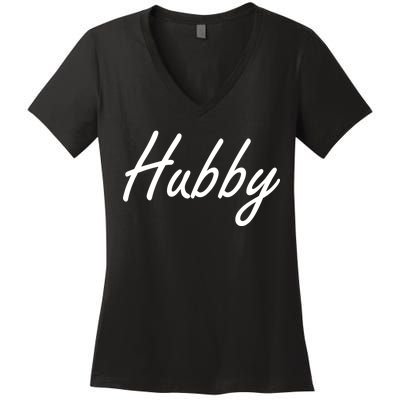 Hubby Funny Couples Women's V-Neck T-Shirt