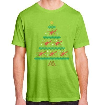 Helicopter Ugly Christmas Pilot Xmas Tree Heli Gift Adult ChromaSoft Performance T-Shirt