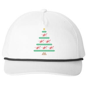 Helicopter Ugly Christmas Pilot Xmas Tree Heli Gift Snapback Five-Panel Rope Hat