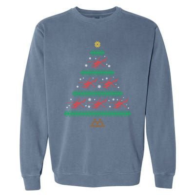 Helicopter Ugly Christmas Pilot Xmas Tree Heli Gift Garment-Dyed Sweatshirt