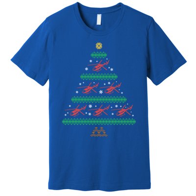 Helicopter Ugly Christmas Pilot Xmas Tree Heli Gift Premium T-Shirt