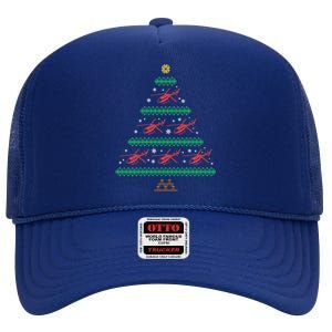 Helicopter Ugly Christmas Pilot Xmas Tree Heli Gift High Crown Mesh Back Trucker Hat