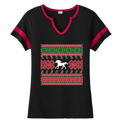 Horse Ugly Christmas Horse Owner Horse Lover Xmas Party Great Gift Ladies Halftime Notch Neck Tee