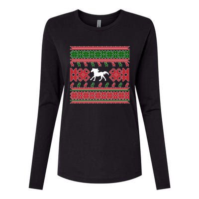 Horse Ugly Christmas Horse Owner Horse Lover Xmas Party Great Gift Womens Cotton Relaxed Long Sleeve T-Shirt