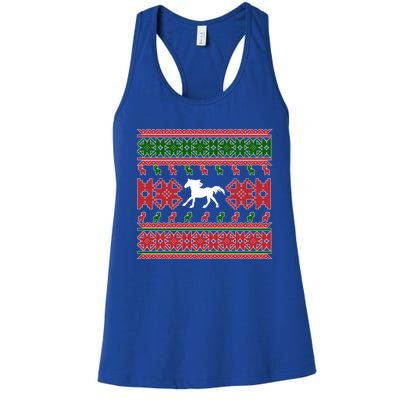 Horse Ugly Christmas Horse Owner Horse Lover Xmas Party Great Gift Women's Racerback Tank