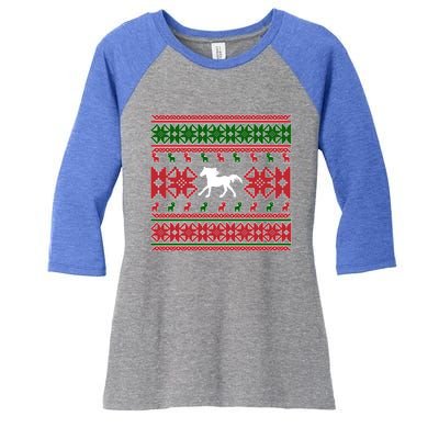 Horse Ugly Christmas Horse Owner Horse Lover Xmas Party Great Gift Women's Tri-Blend 3/4-Sleeve Raglan Shirt