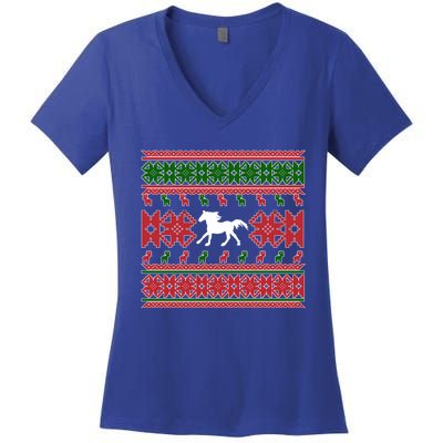 Horse Ugly Christmas Horse Owner Horse Lover Xmas Party Great Gift Women's V-Neck T-Shirt