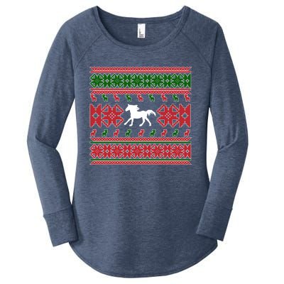 Horse Ugly Christmas Horse Owner Horse Lover Xmas Party Great Gift Women's Perfect Tri Tunic Long Sleeve Shirt