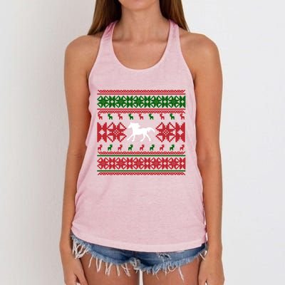 Horse Ugly Christmas Horse Owner Horse Lover Xmas Party Great Gift Women's Knotted Racerback Tank