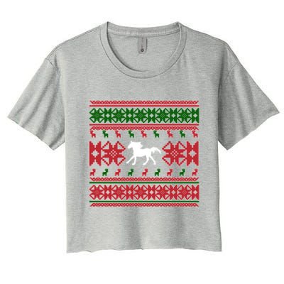 Horse Ugly Christmas Horse Owner Horse Lover Xmas Party Great Gift Women's Crop Top Tee