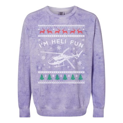 Helicopter Ugly Christmas Gift Fun Xmas Heli Pilot Gift Colorblast Crewneck Sweatshirt