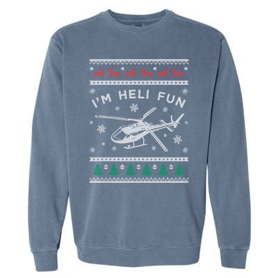 Helicopter Ugly Christmas Gift Fun Xmas Heli Pilot Gift Garment-Dyed Sweatshirt