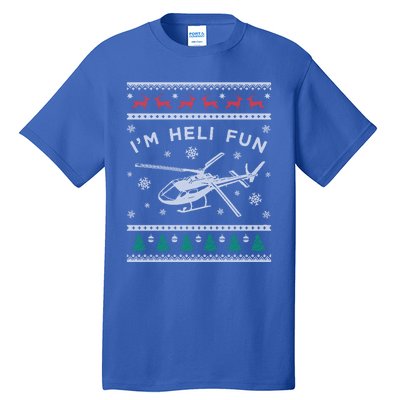 Helicopter Ugly Christmas Gift Fun Xmas Heli Pilot Gift Tall T-Shirt