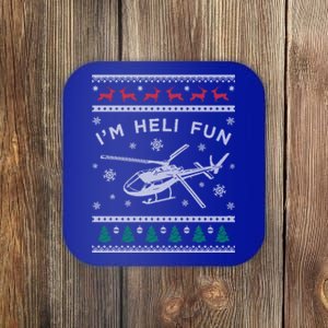 Helicopter Ugly Christmas Gift Fun Xmas Heli Pilot Gift Coaster