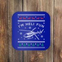 Helicopter Ugly Christmas Gift Fun Xmas Heli Pilot Gift Coaster