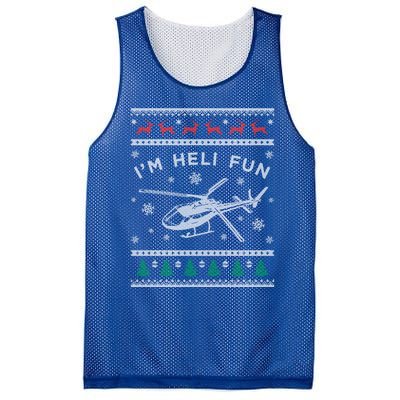 Helicopter Ugly Christmas Gift Fun Xmas Heli Pilot Gift Mesh Reversible Basketball Jersey Tank