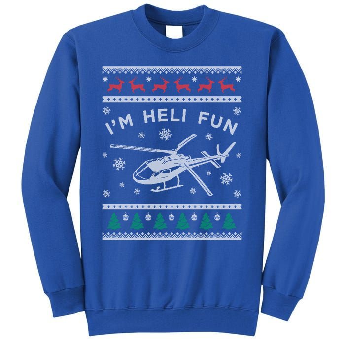 Helicopter Ugly Christmas Gift Fun Xmas Heli Pilot Gift Tall Sweatshirt