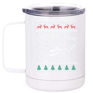 Helicopter Ugly Christmas Gift Fun Xmas Heli Pilot Gift 12 oz Stainless Steel Tumbler Cup