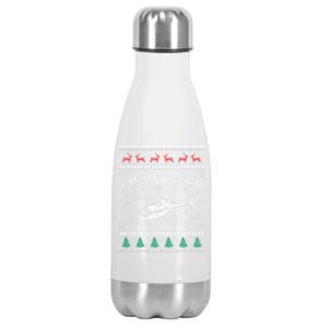 Helicopter Ugly Christmas Gift Fun Xmas Heli Pilot Gift Stainless Steel Insulated Water Bottle