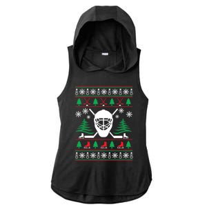 Hockey Ugly Christmas Sweater Funny Hockey Cute Gift Ladies PosiCharge Tri-Blend Wicking Draft Hoodie Tank