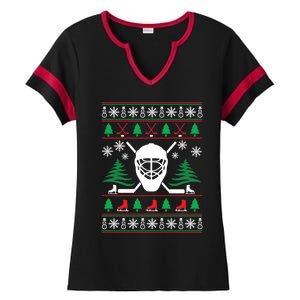 Hockey Ugly Christmas Sweater Funny Hockey Cute Gift Ladies Halftime Notch Neck Tee