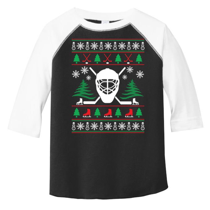 Hockey Ugly Christmas Sweater Funny Hockey Cute Gift Toddler Fine Jersey T-Shirt