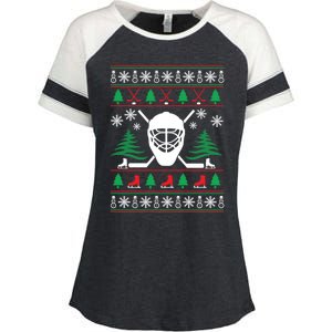 Hockey Ugly Christmas Sweater Funny Hockey Cute Gift Enza Ladies Jersey Colorblock Tee