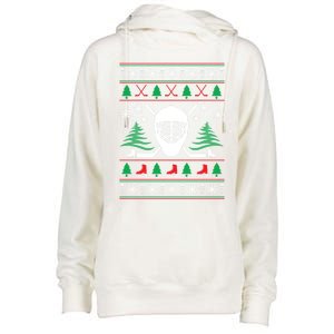 Hockey Ugly Christmas Sweater Funny Hockey Cute Gift Womens Funnel Neck Pullover Hood