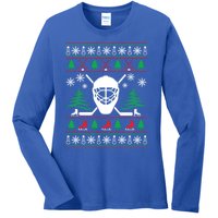 Hockey Ugly Christmas Sweater Funny Hockey Cute Gift Ladies Long Sleeve Shirt