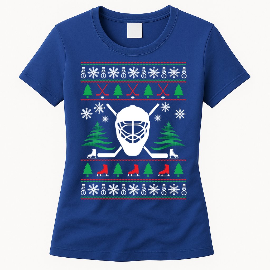 Hockey Ugly Christmas Sweater Funny Hockey Cute Gift Womens T-Shirt