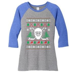 Hockey Ugly Christmas Sweater Funny Hockey Cute Gift Women's Tri-Blend 3/4-Sleeve Raglan Shirt