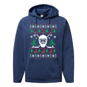 Hockey Ugly Christmas Sweater Funny Hockey Cute Gift Performance Fleece Hoodie