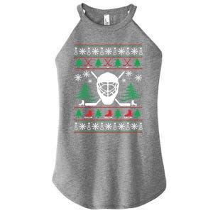 Hockey Ugly Christmas Sweater Funny Hockey Cute Gift Women's Perfect Tri Rocker Tank