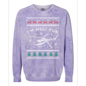 Helicopter Ugly Christmas Funny Gift Fun Xmas Heli Pilot Gift Colorblast Crewneck Sweatshirt