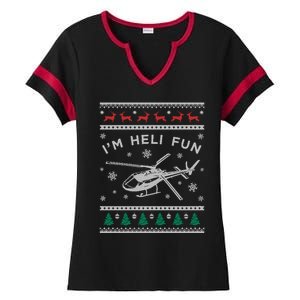 Helicopter Ugly Christmas Funny Gift Fun Xmas Heli Pilot Gift Ladies Halftime Notch Neck Tee