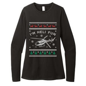 Helicopter Ugly Christmas Funny Gift Fun Xmas Heli Pilot Gift Womens CVC Long Sleeve Shirt