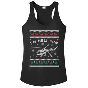 Helicopter Ugly Christmas Funny Gift Fun Xmas Heli Pilot Gift Ladies PosiCharge Competitor Racerback Tank