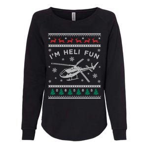 Helicopter Ugly Christmas Funny Gift Fun Xmas Heli Pilot Gift Womens California Wash Sweatshirt