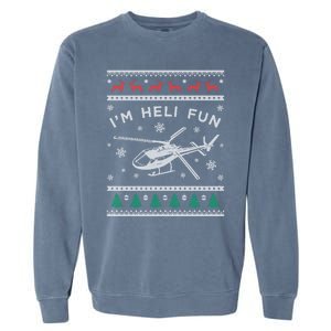 Helicopter Ugly Christmas Funny Gift Fun Xmas Heli Pilot Gift Garment-Dyed Sweatshirt