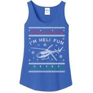 Helicopter Ugly Christmas Funny Gift Fun Xmas Heli Pilot Gift Ladies Essential Tank